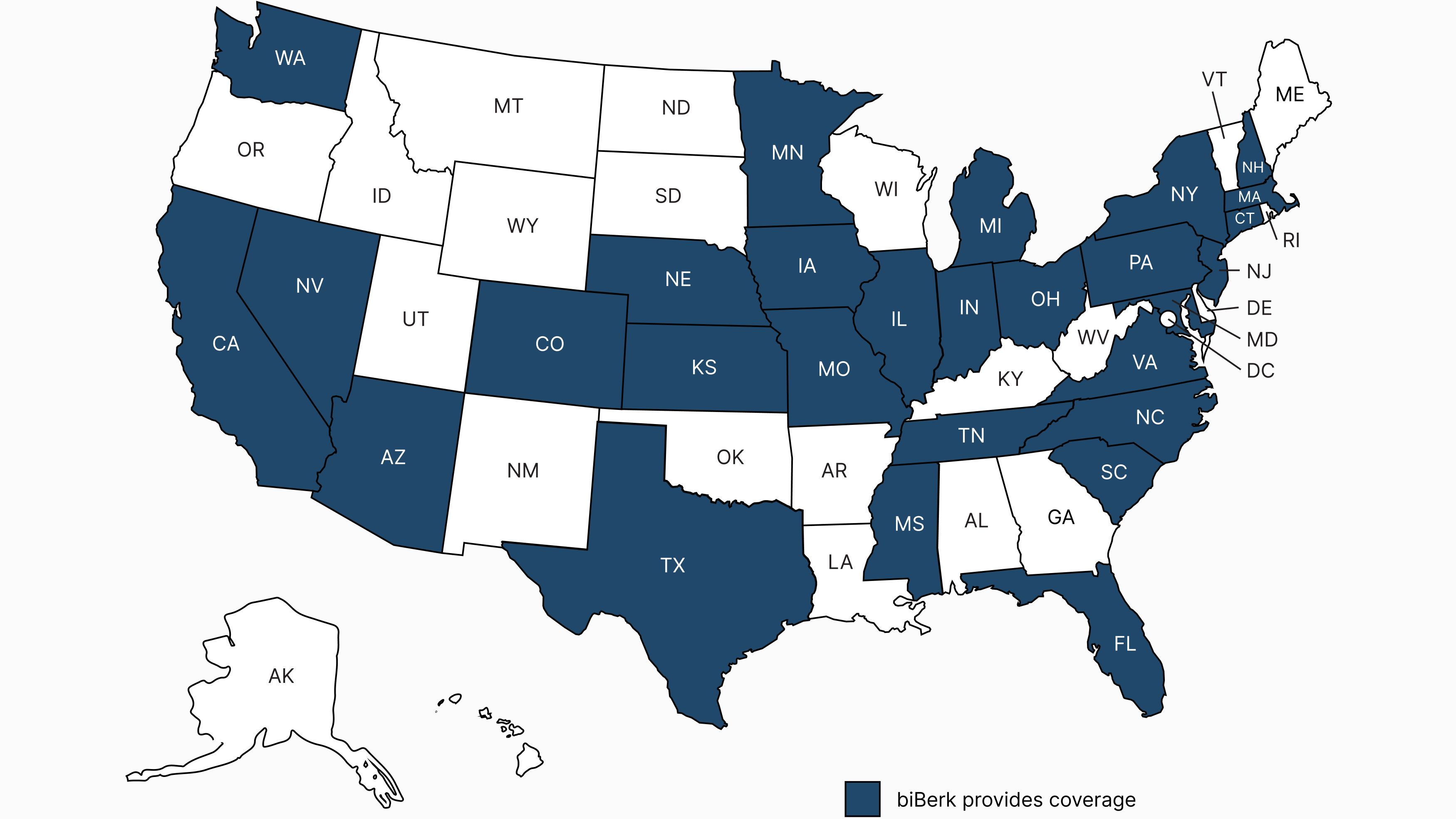 biBerk General Liability Coverage Map